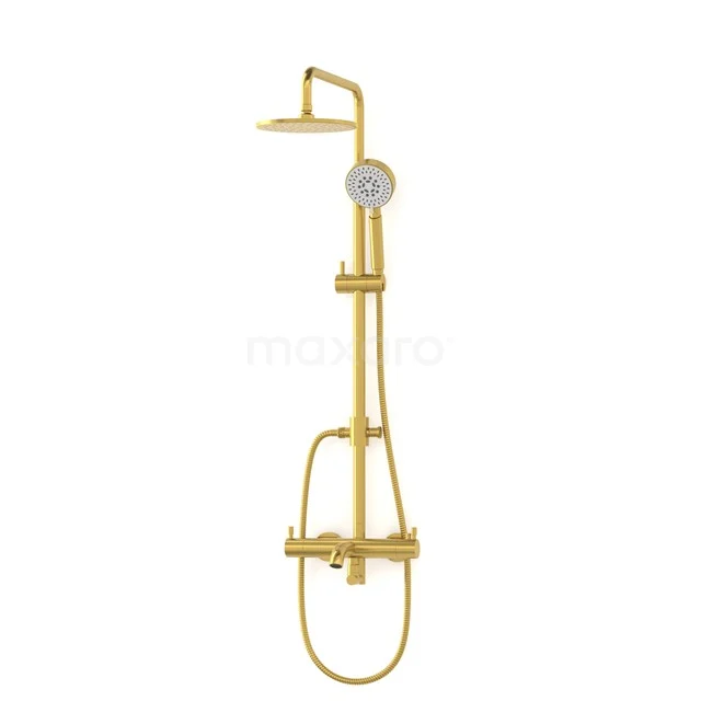 Radius Built-on Bath tap with rain shower | Gold Thermostatic DOG55-00003