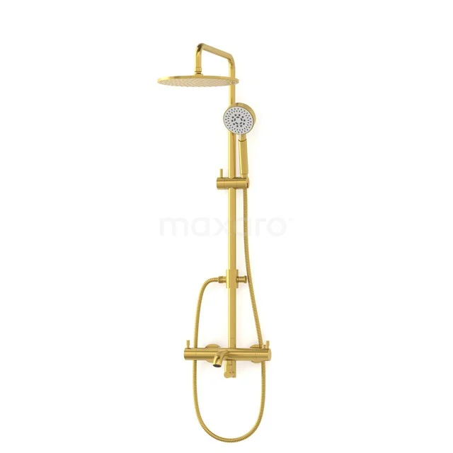 Radius Built-on Bath tap with rain shower | Gold Thermostatic DOG55-00004