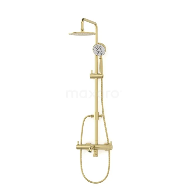 Radius Built-on Bath tap with rain shower | Light gold | Thermostatic DOL55-00003