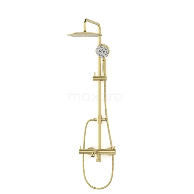 Radius Built-on Bath tap with rain shower | Light gold | Thermostatic DOL55-00004