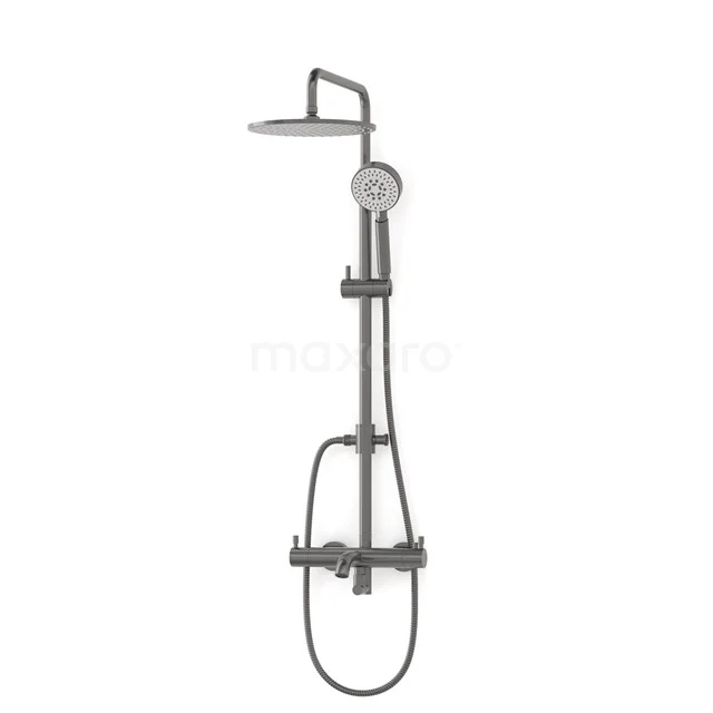 Radius Bath tap with rain shower | Black metal Thermostatic DOM55-00004