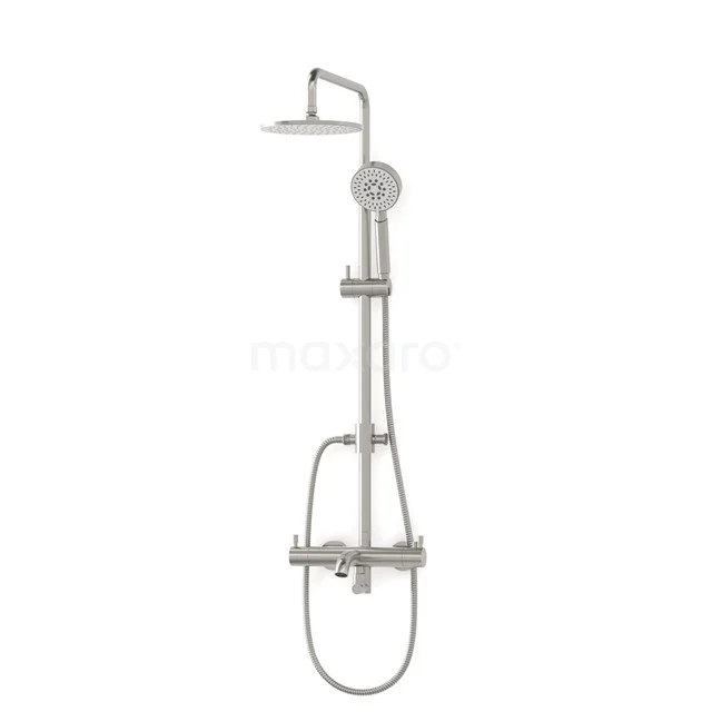 Radius Built-on Bath tap with rain shower | Stainless steel Thermostatic DOR55-00003