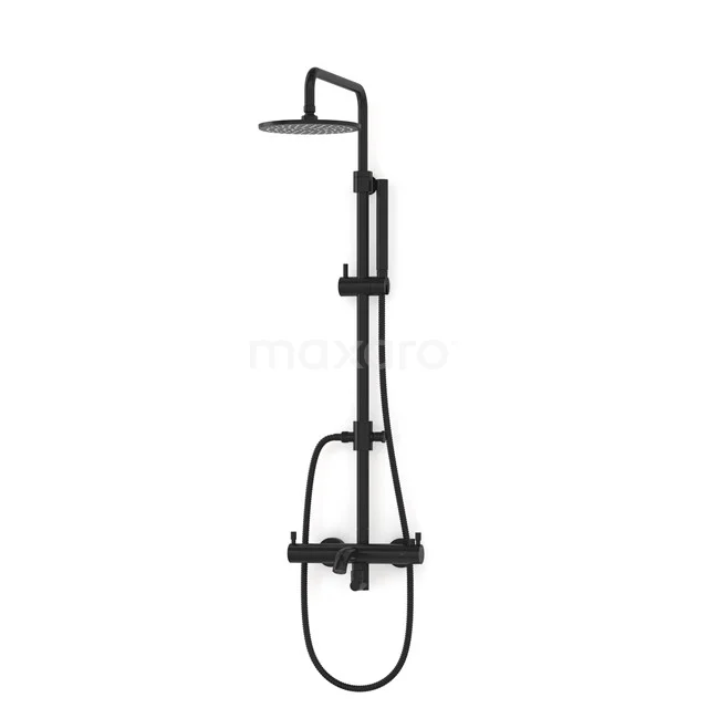 Radius Built-on Bath tap with rain shower | Black Thermostatic DOZ55-00001
