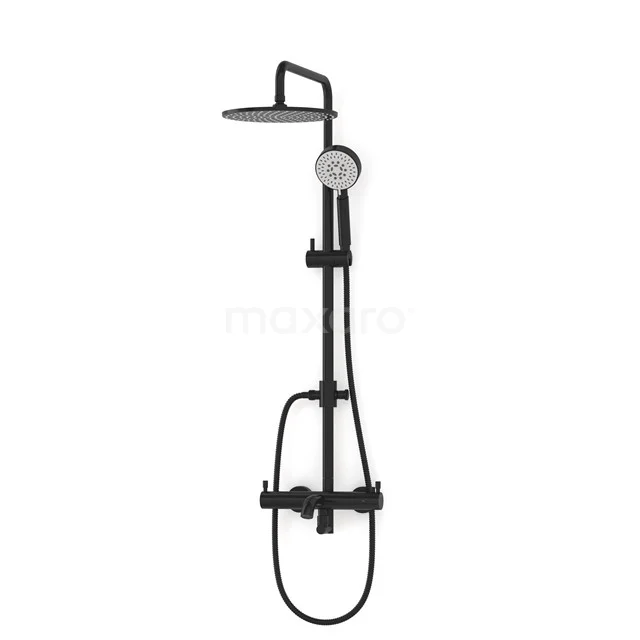 Radius Built-on Bath tap with rain shower | Black Thermostatic DOZ55-00004