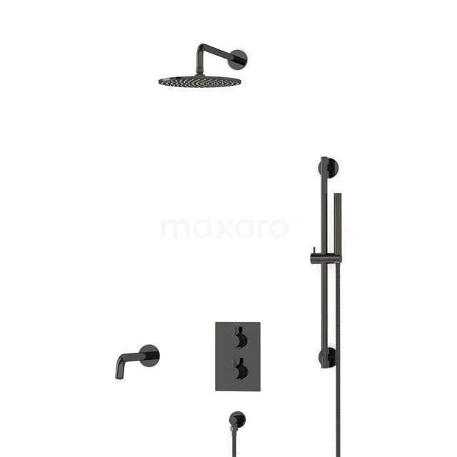 Radius Built-in Bath tap with rain shower | Black chrome Thermostatic DIB55-00027