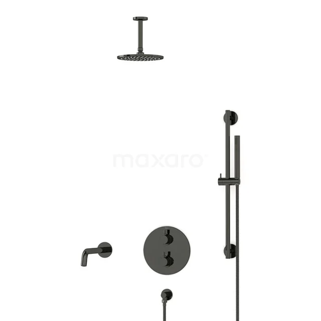 Radius Built-in Bath tap with rain shower | Black chrome Thermostatic DIB55-00032