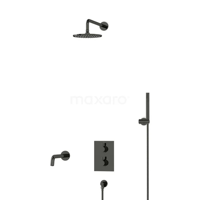 Radius Built-in Bath tap with rain shower | Black chrome Thermostatic DIB55-00037