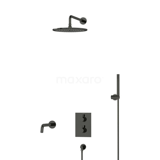 Radius Built-in Bath tap with rain shower | Black chrome Thermostatic DIB55-00041