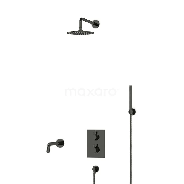Radius Built-in Bath tap with rain shower | Black chrome Thermostatic DIB55-00049