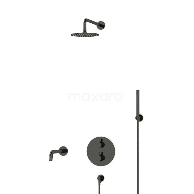 Radius Built-in Bath tap with rain shower | Black chrome Thermostatic DIB55-00050