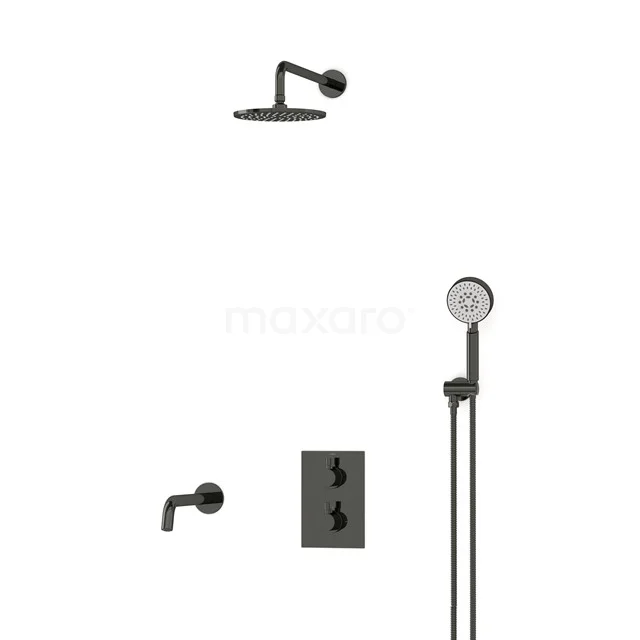 Radius Built-in Bath tap with rain shower | Black chrome Thermostatic DIB55-00061
