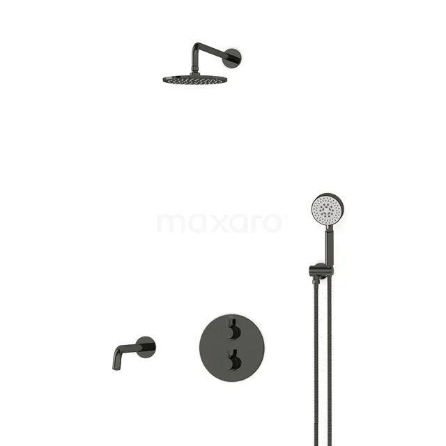 Radius Built-in Bath tap with rain shower | Black chrome Thermostatic DIB55-00062