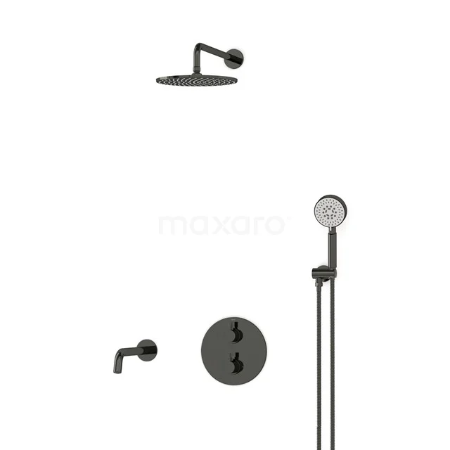 Radius Built-in Bath tap with rain shower | Black chrome Thermostatic DIB55-00064