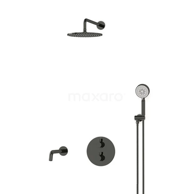 Radius Einbau Badewannenarmatur mit Regendusche | Schwarzchrom Thermostatisch DIB55-00064 Radius Einbau Badewannenarmatur mit Regendusche | Schwarzchrom Thermostatisch DIB55-00064