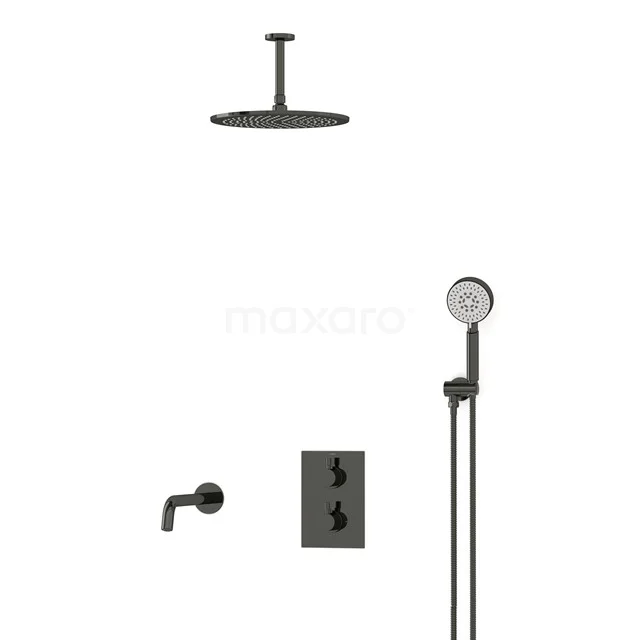 Radius Einbau Badewannenarmatur mit Regendusche | Schwarzchrom Thermostatisch DIB55-00071 Radius Einbau Badewannenarmatur mit Regendusche | Schwarzchrom Thermostatisch DIB55-00071