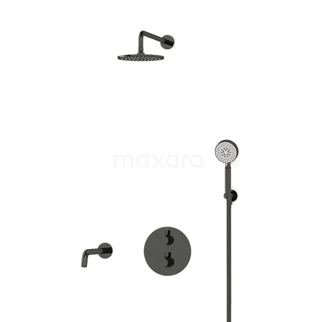 Radius Built-in Bath tap with rain shower | Black chrome Thermostatic DIB55-00074