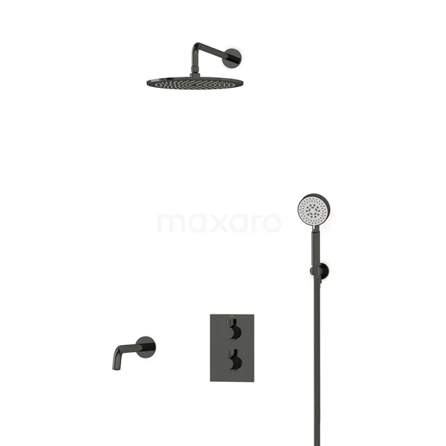 Radius Built-in Bath tap with rain shower | Black chrome Thermostatic DIB55-00077
