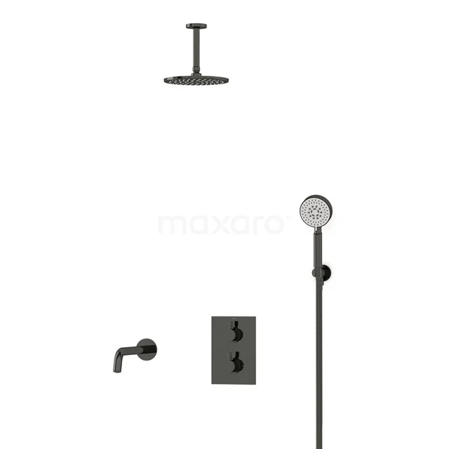 Radius Built-in Bath tap with rain shower | Black chrome Thermostatic DIB55-00079