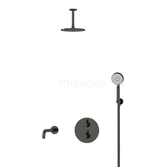 Radius Built-in Bath tap with rain shower | Black chrome Thermostatic DIB55-00080