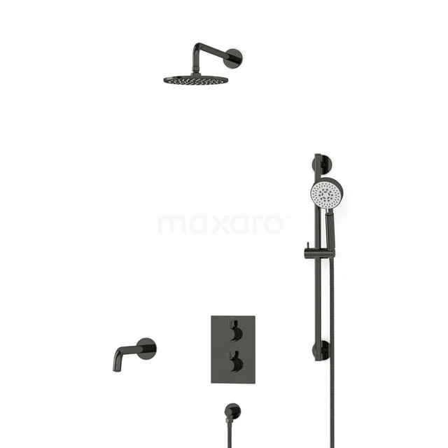 Radius Built-in Bath tap with rain shower | Black chrome Thermostatic DIB55-00085