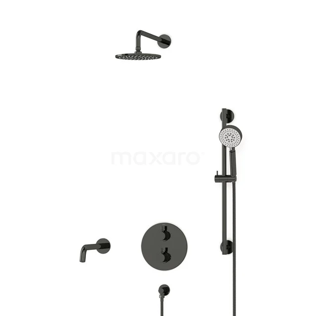 Radius Built-in Bath tap with rain shower | Black chrome Thermostatic DIB55-00086