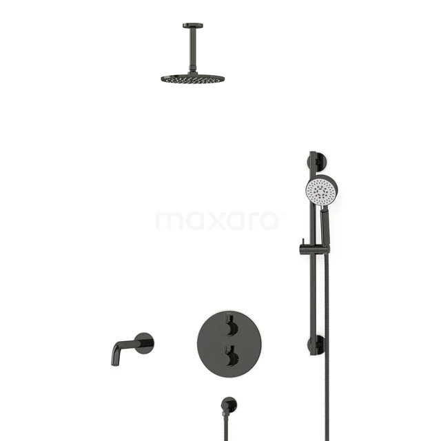 Radius Built-in Bath tap with rain shower | Black chrome Thermostatic DIB55-00092