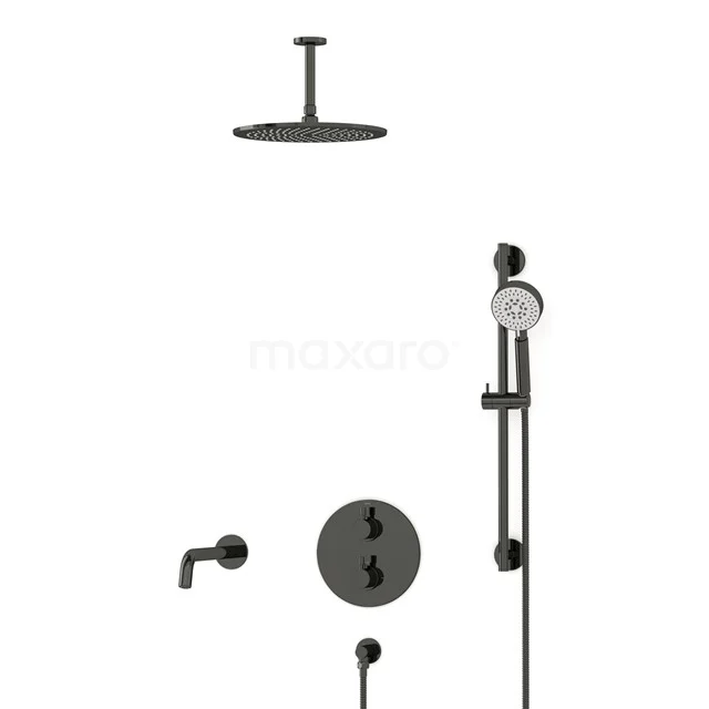Radius Built-in Bath tap with rain shower | Black chrome Thermostatic DIB55-00096