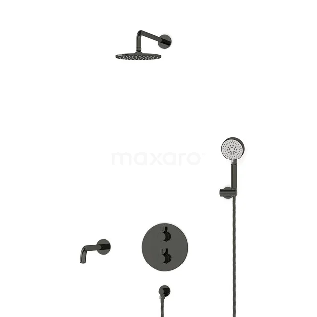 Radius Built-in Bath tap with rain shower | Black chrome Thermostatic DIB55-00098