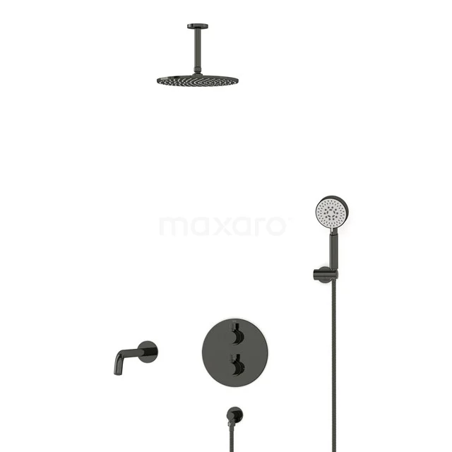 Radius Built-in Bath tap with rain shower | Black chrome Thermostatic DIB55-00106