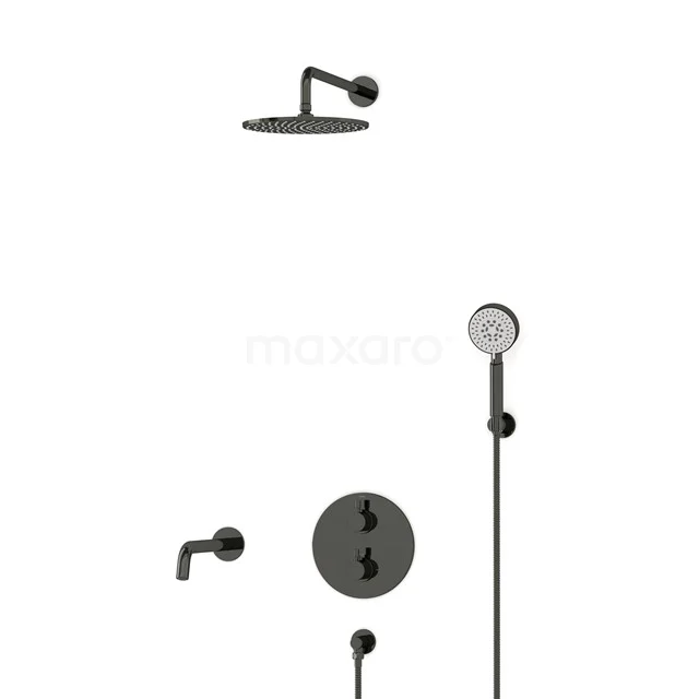 Radius Built-in Bath tap with rain shower | Black chrome Thermostatic DIB55-00112