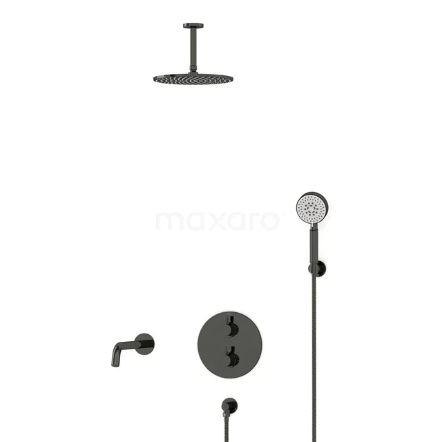 Radius Built-in Bath tap with rain shower | Black chrome Thermostatic DIB55-00118
