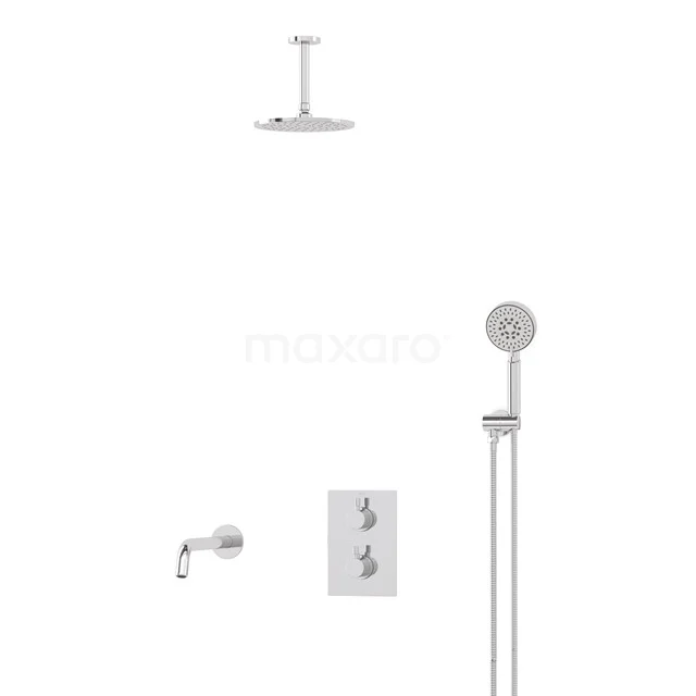 Radius Einbau Badewannenarmatur mit Regendusche | Chrom Thermostatisch DIC55-00067