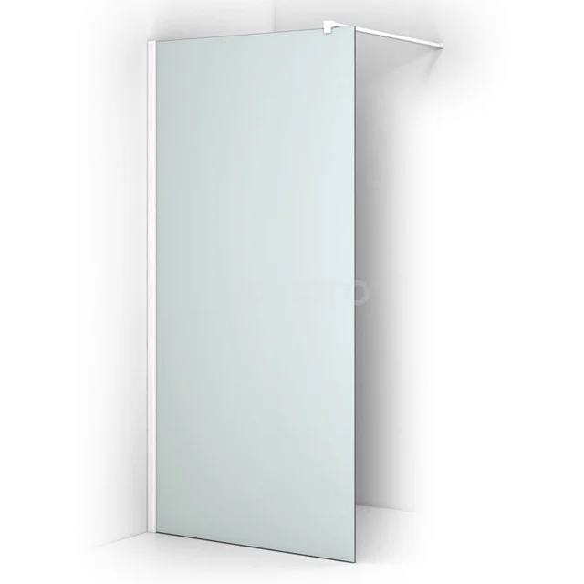 Pearl begehbare Dusche | 100 cm Matt Weiß Feste Wand IPA10307MW Matgläserne Duschwand mit Aluminiumprofil und Stabilisationsstange, ideal für eine moderne Badezimmergestaltung.