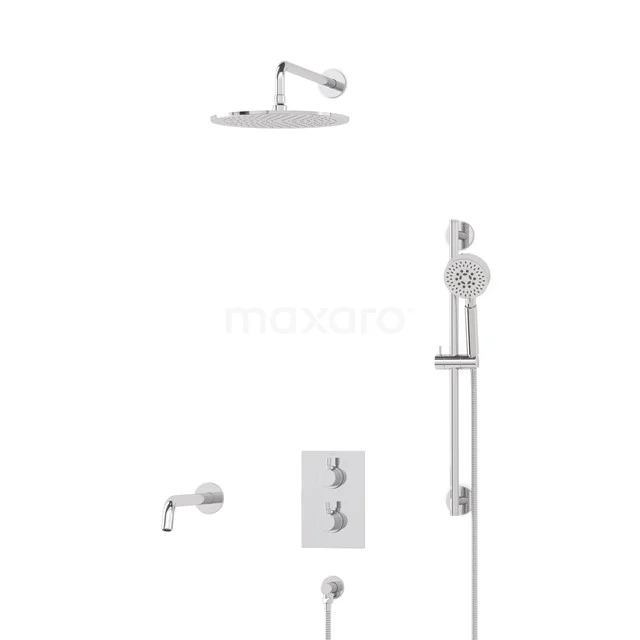 Radius Einbau Badewannenarmatur mit Regendusche | Chrom Thermostatisch DIC55-00089