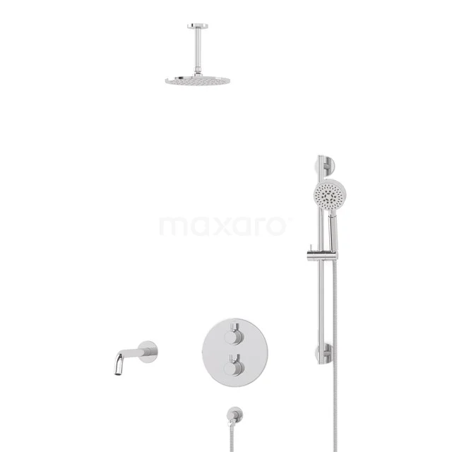 Radius Built-in Bath tap with rain shower | Chrome Thermostatic DIC55-00092