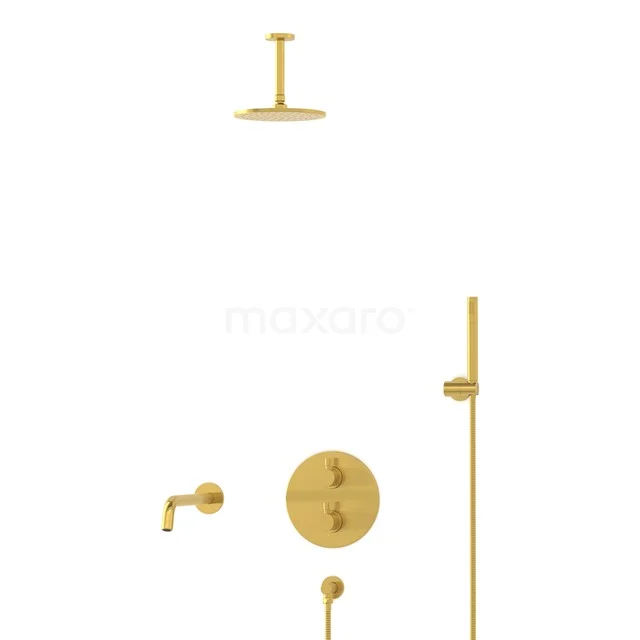 Radius Built-in Bath tap with rain shower | Gold Thermostatic DIG55-00044