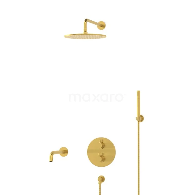 Radius Einbau Badewannenarmatur mit Regendusche | Gold Thermostatisch DIG55-00054