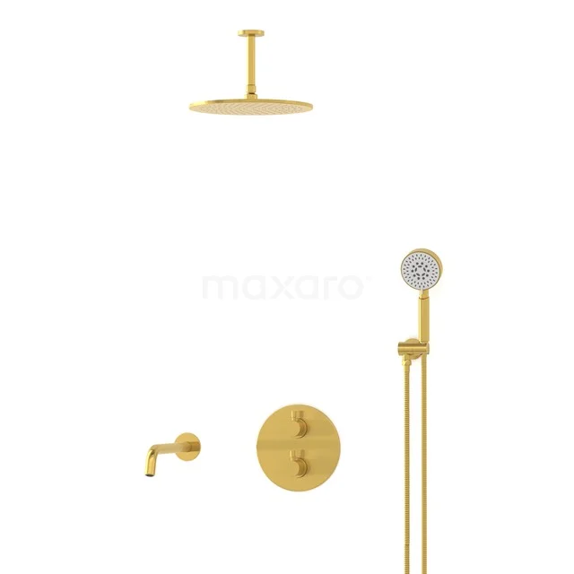 Radius Einbau Badewannenarmatur mit Regendusche | Gold Thermostatisch DIG55-00072 Radius Einbau Badewannenarmatur mit Regendusche | Gold Thermostatisch DIG55-00072