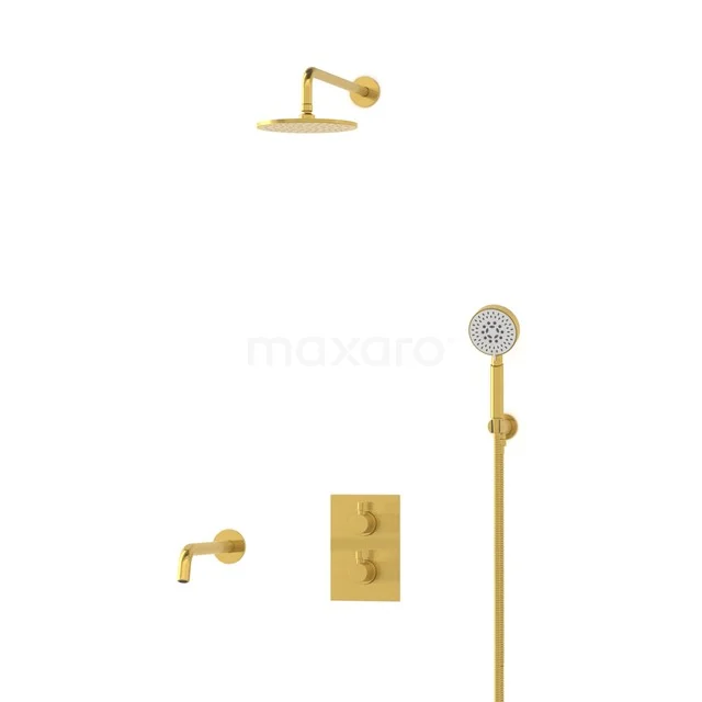 Radius Einbau Badewannenarmatur mit Regendusche | Gold Thermostatisch DIG55-00073
