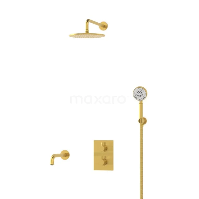 Radius Einbau Badewannenarmatur mit Regendusche | Gold Thermostatisch DIG55-00075