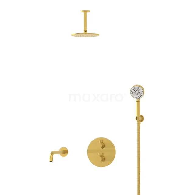 Radius Einbau Badewannenarmatur mit Regendusche | Gold Thermostatisch DIG55-00080