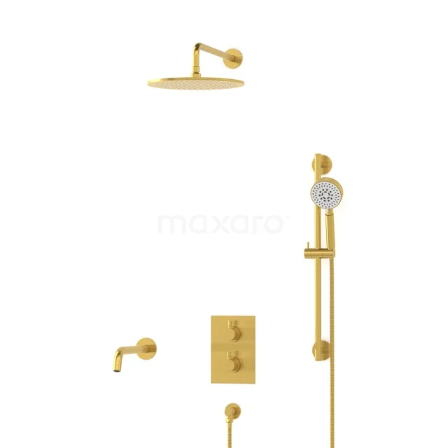 Radius Einbau Badewannenarmatur mit Regendusche | Gold Thermostatisch DIG55-00089