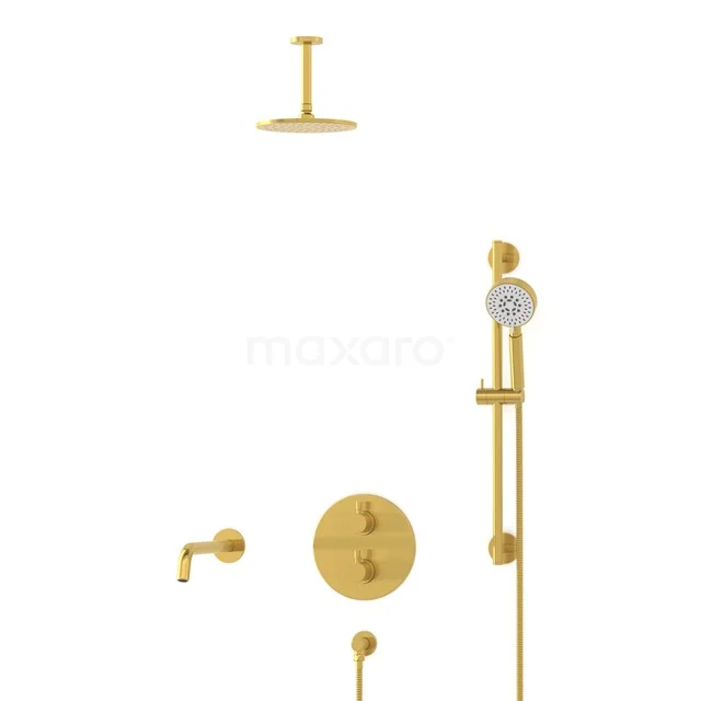 Radius Einbau Badewannenarmatur mit Regendusche | Gold Thermostatisch DIG55-00092