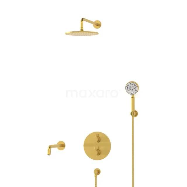 Radius Einbau Badewannenarmatur mit Regendusche | Gold Thermostatisch DIG55-00112