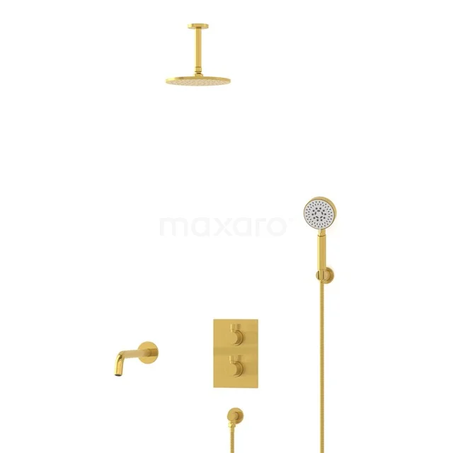 Radius Einbau Badewannenarmatur mit Regendusche | Gold Thermostatisch DIG55-00115