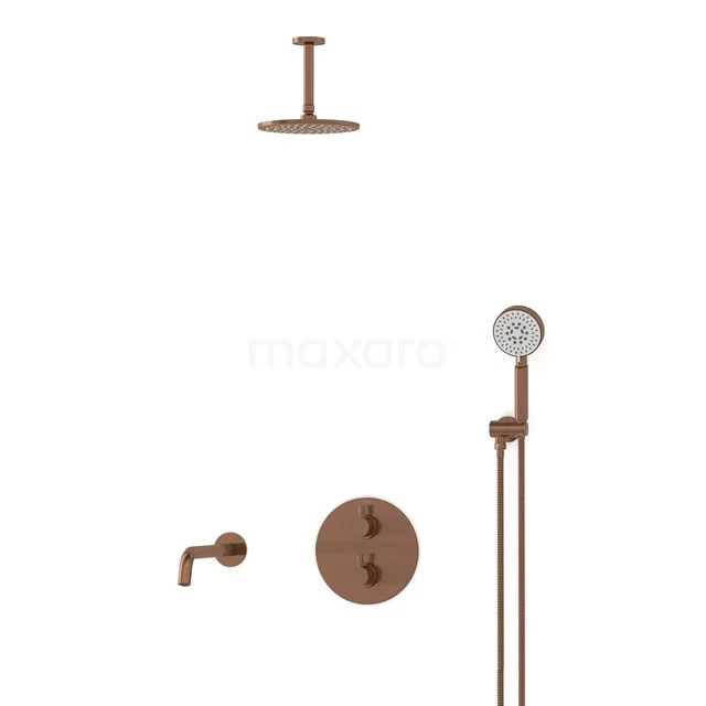 Radius Built-in Bath tap with rain shower | Copper Thermostatic DIK55-00068