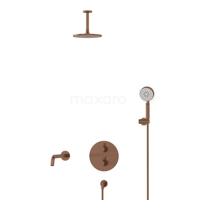 Radius Built-in Bath tap with rain shower | Copper Thermostatic DIK55-00104