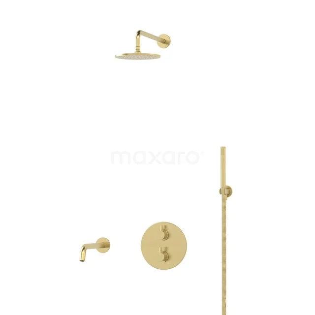 Radius Built-in Bath tap with rain shower | Light gold | Thermostatic DIL55-00014