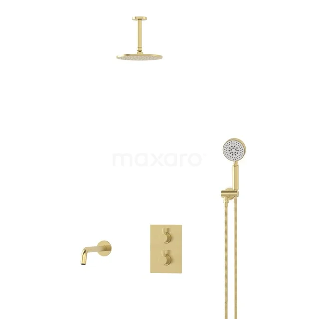 Radius Built-in Bath tap with rain shower | Light gold | Thermostatic DIL55-00067