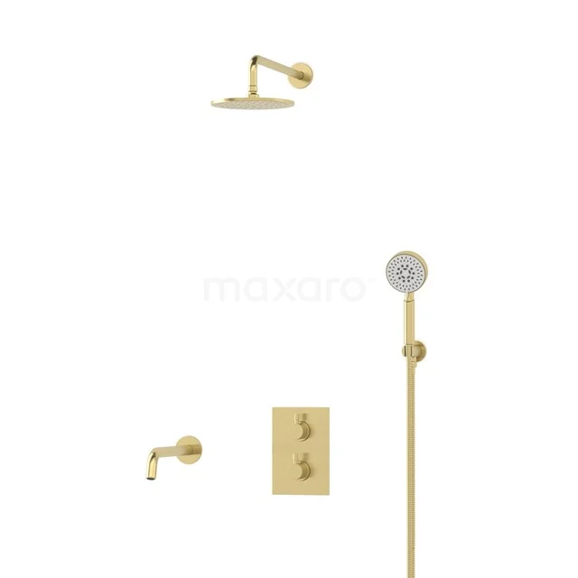Radius Einbau Badewannenarmatur mit Regendusche | Hellgold | Thermostatisch DIL55-00073